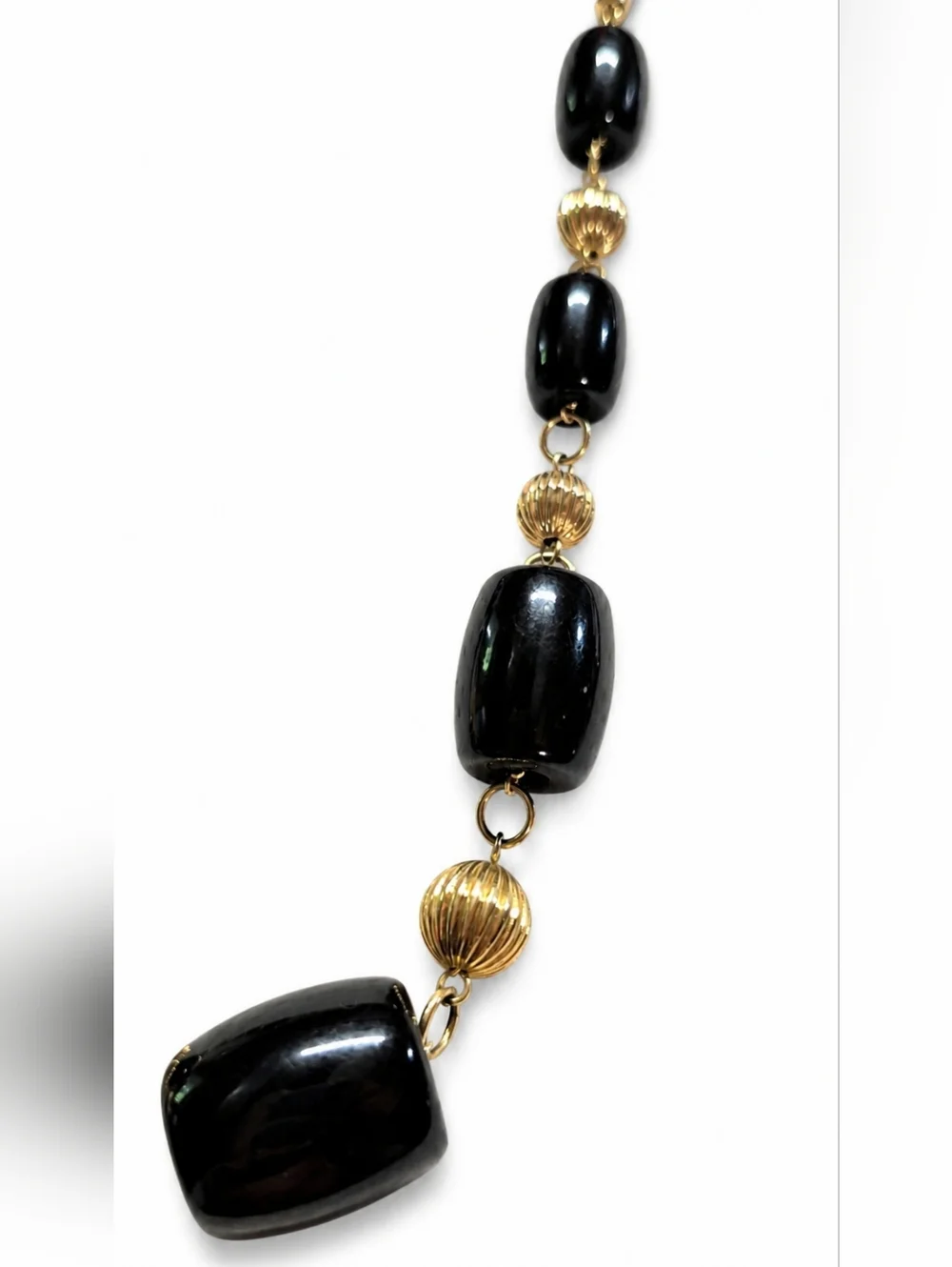 BEADED BLACK AND GOLD Statement Necklace